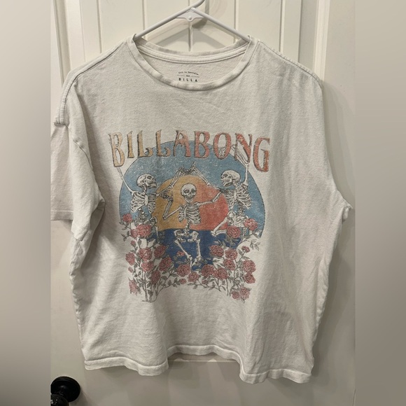 Billabong Skeleton Graphic Tee - White and Blue Small - Picture 1 of 1